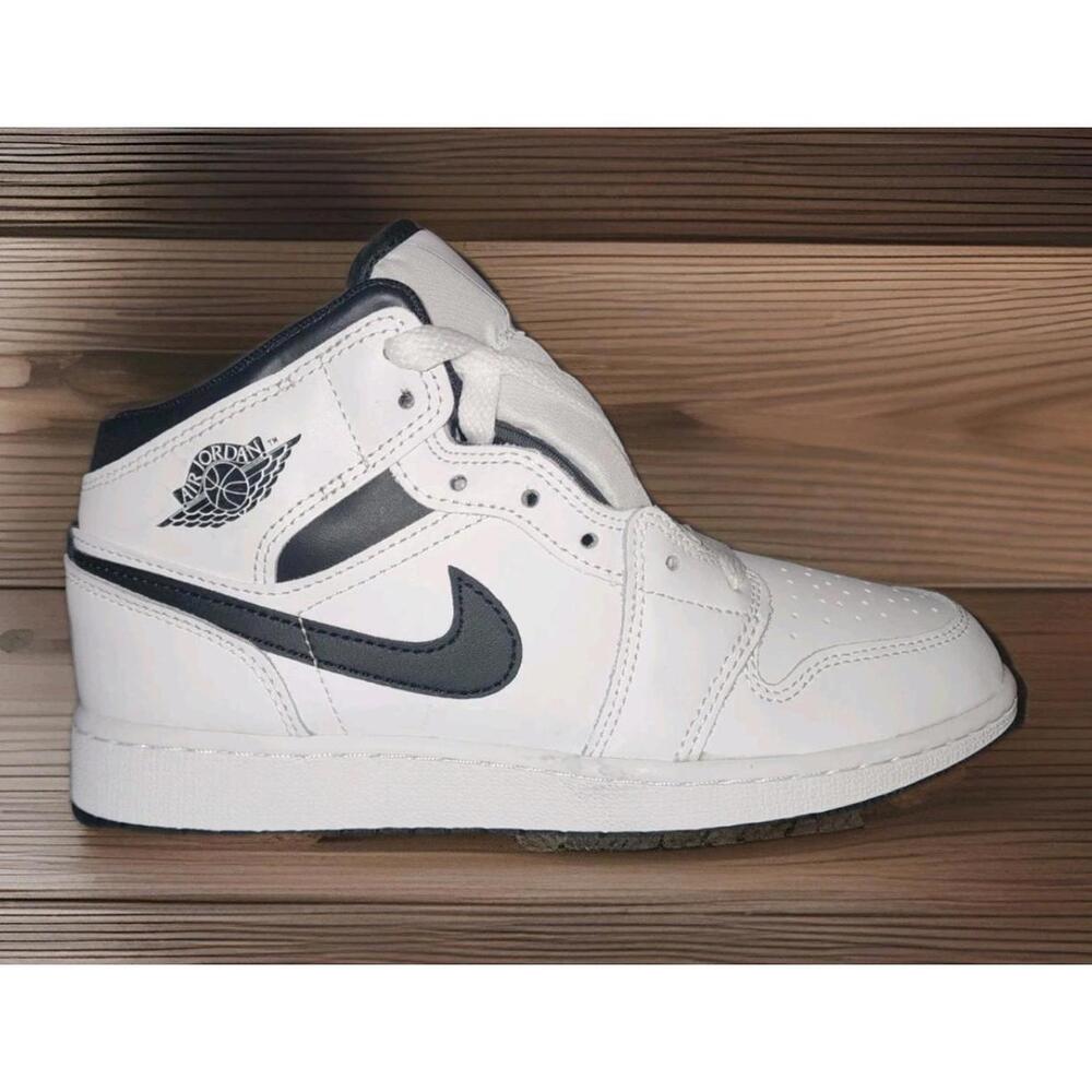 Size 4.5 (GS) - Air Jordan 1 Mid White Black